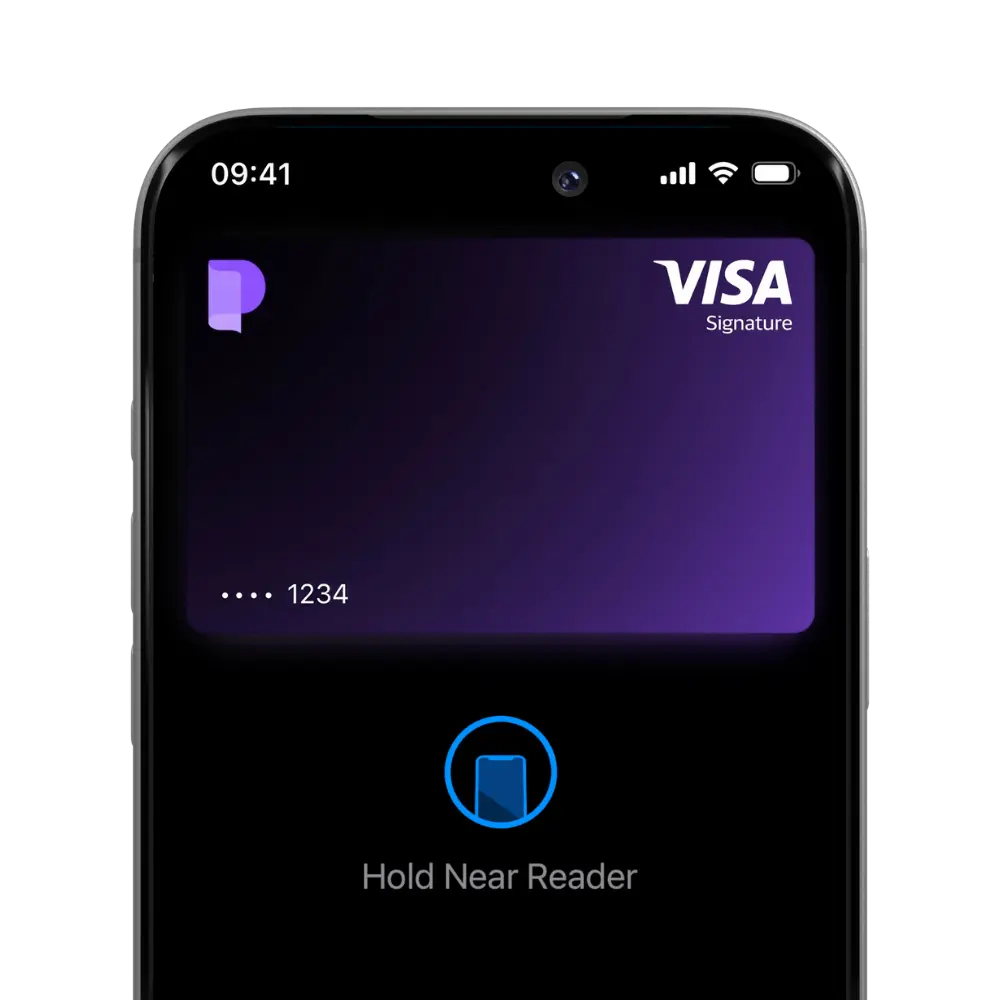 A Pocket card added to Apple Pay, ready to hold near a reader