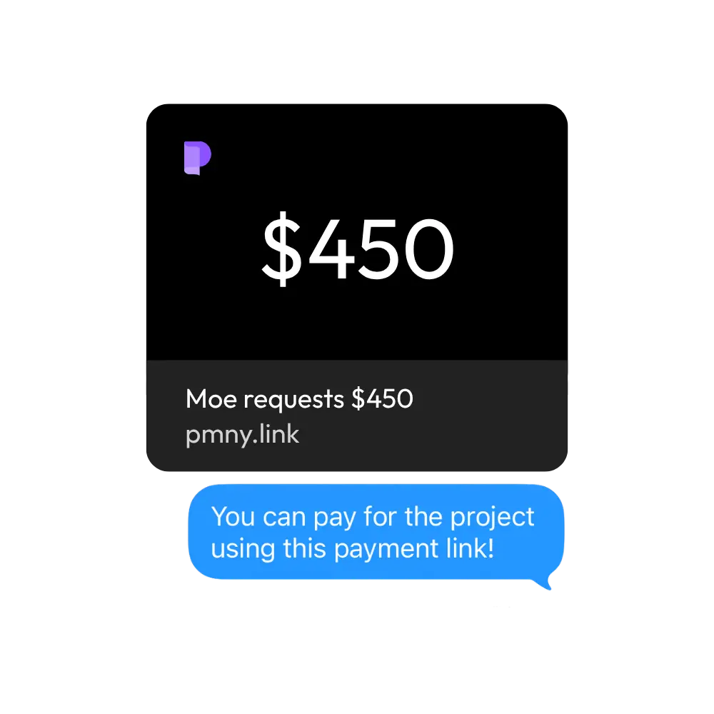 A Pocket payment link being shared to request money